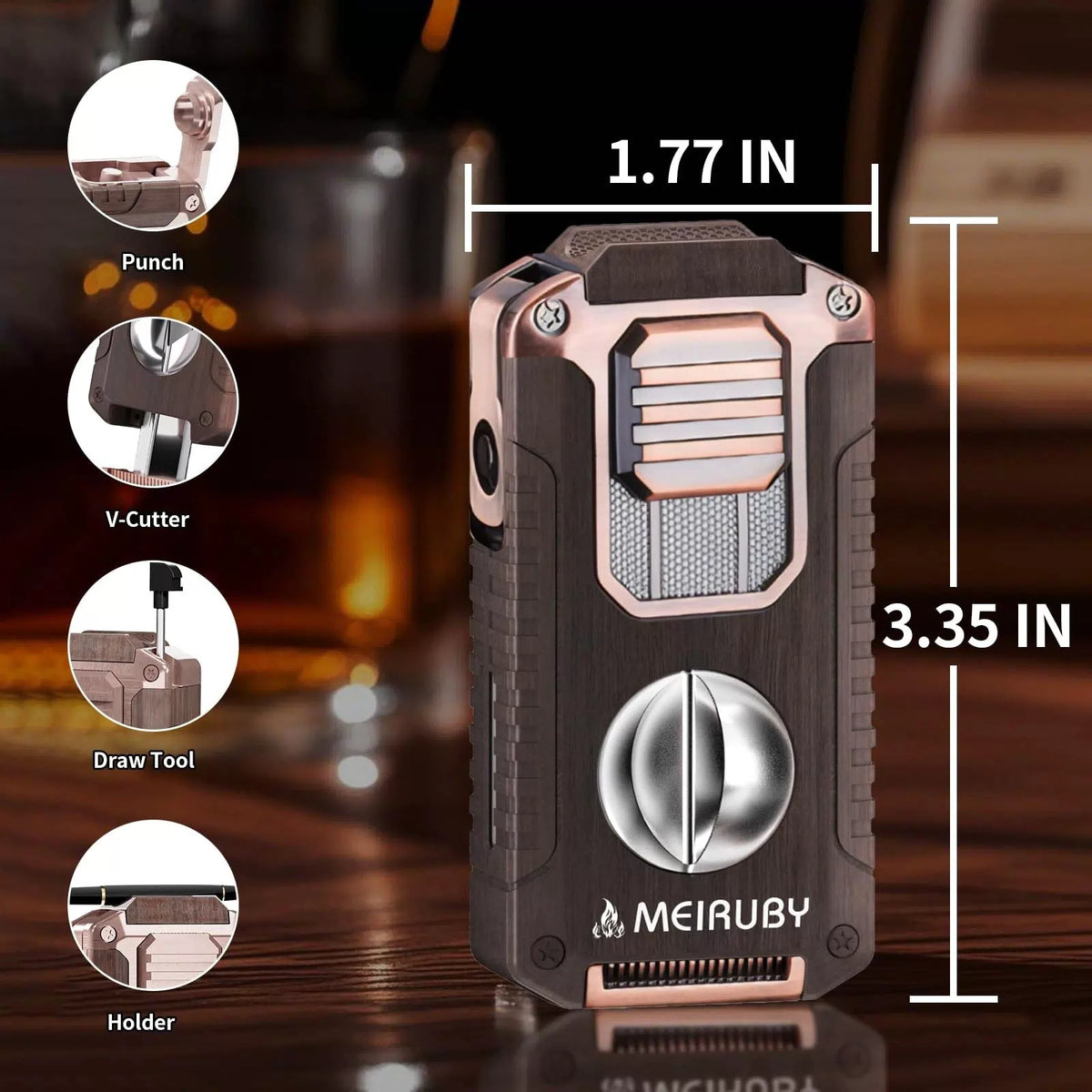 Stocking Stuffers Gifts for Men, 5-in-1 Butane Torch Lighter, Wood Color [2]