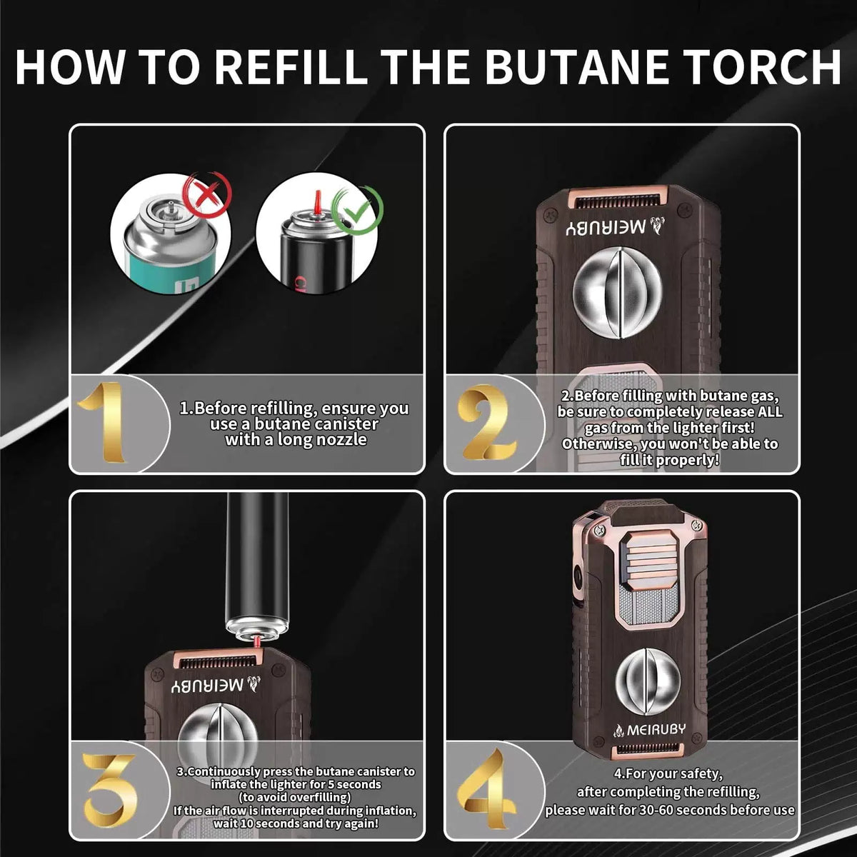 Stocking Stuffers Gifts for Men, 5-in-1 Butane Torch Lighter, Wood Color [3]