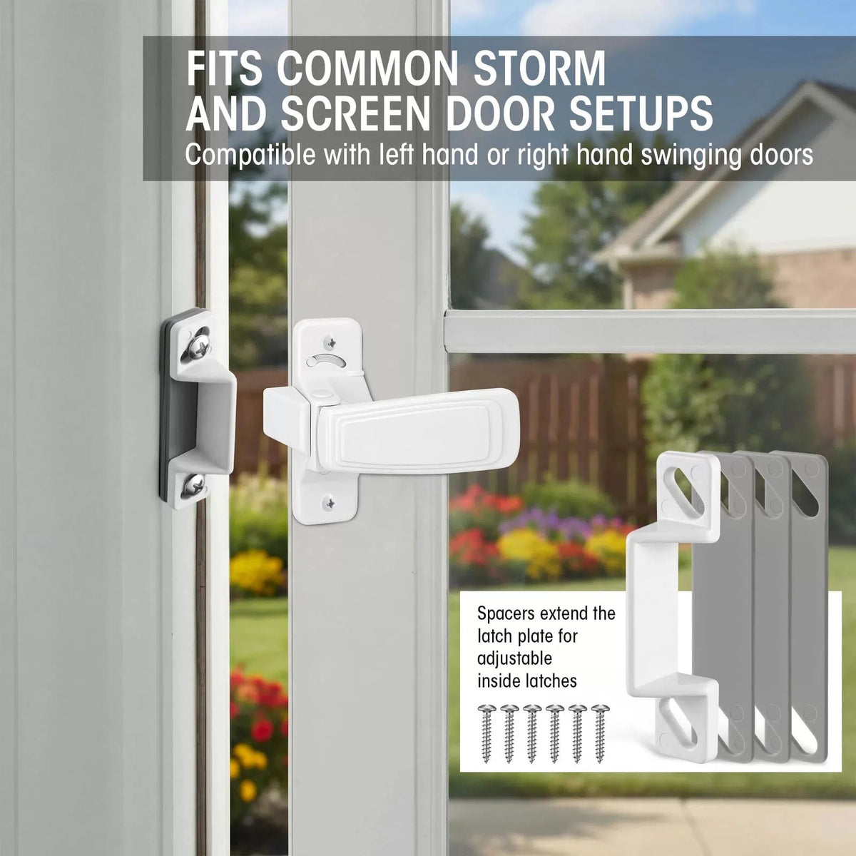 Storm & Screen Door Latch Replacement Kit with Strike Plate,White White [3]