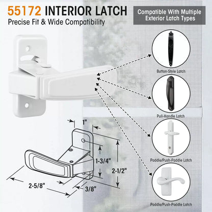 Storm & Screen Door Latch Replacement Kit with Strike Plate,White White [4]
