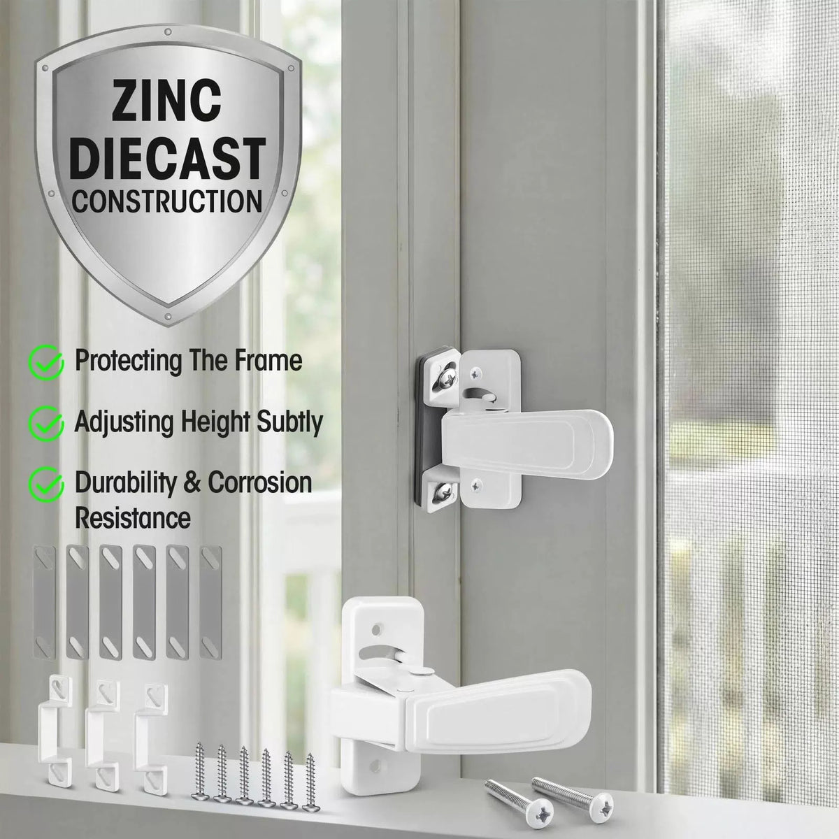 Storm & Screen Door Latch Replacement Kit with Strike Plate,White White [8]