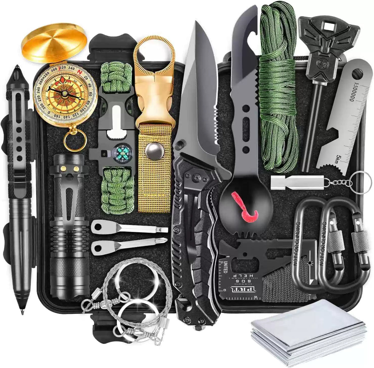 Survival Kit, Gifts for Men Dad Husband, 19 in 1 Black [1]
