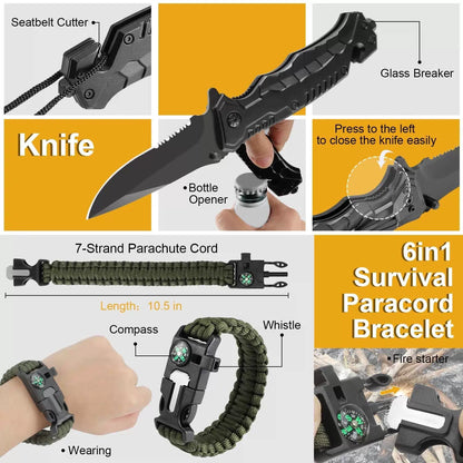 Survival Kit, Gifts for Men Dad Husband, 19 in 1 Black [2]