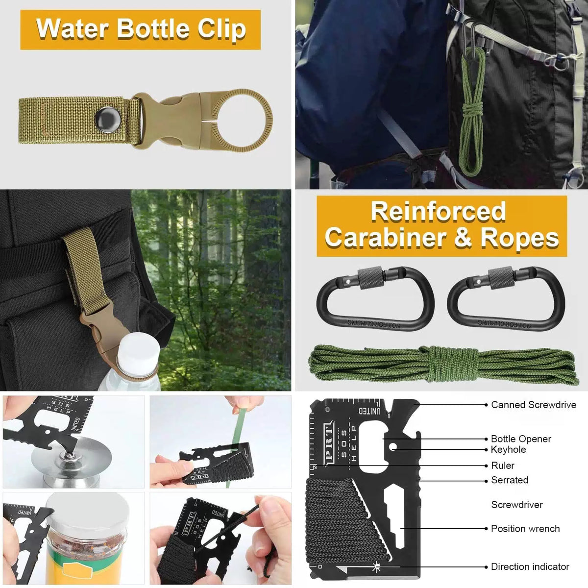 Survival Kit, Gifts for Men Dad Husband, 19 in 1 Black [5]