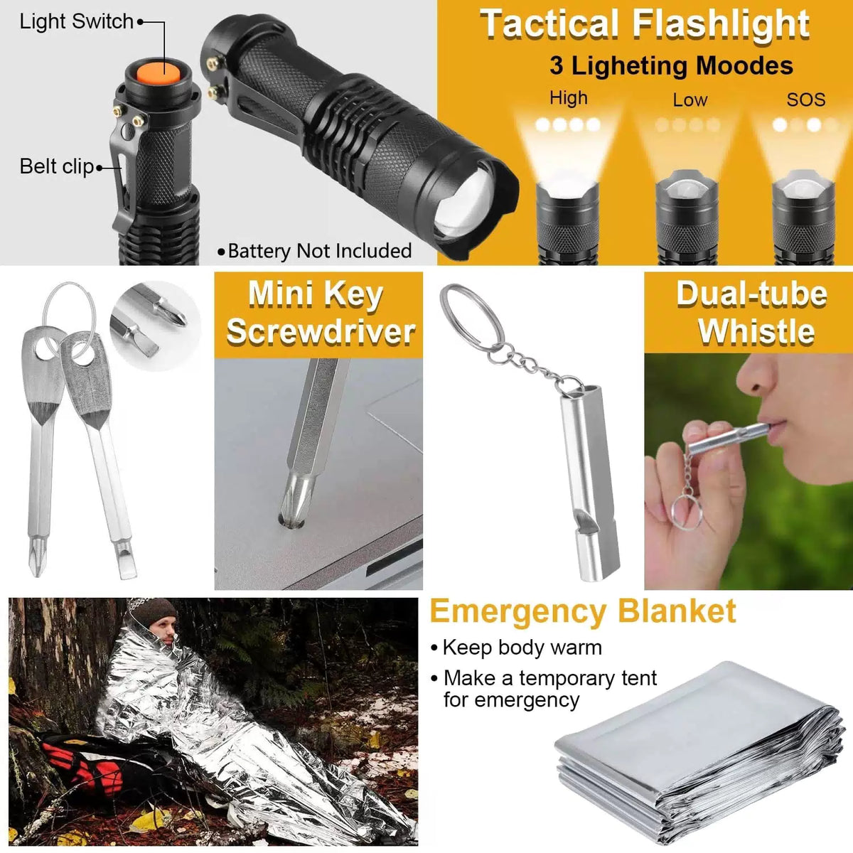 Survival Kit, Gifts for Men Dad Husband, 19 in 1 Black [6]