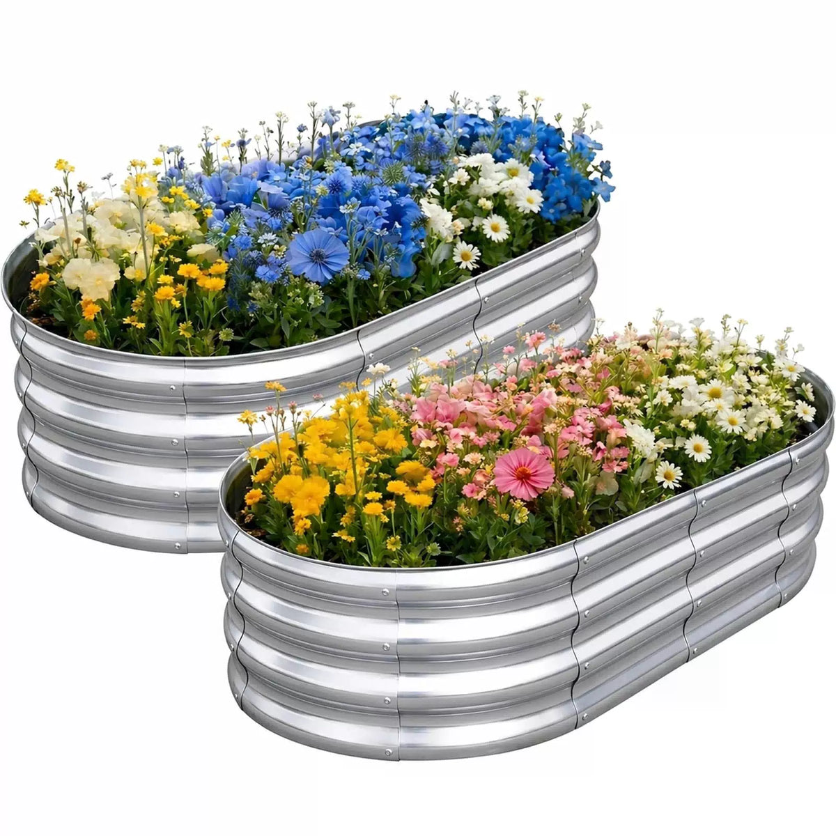 TATAANTY Galvanized Raised Garden Bed for Outdoor: 4X2X1ft 2 Pack, Silver [1]