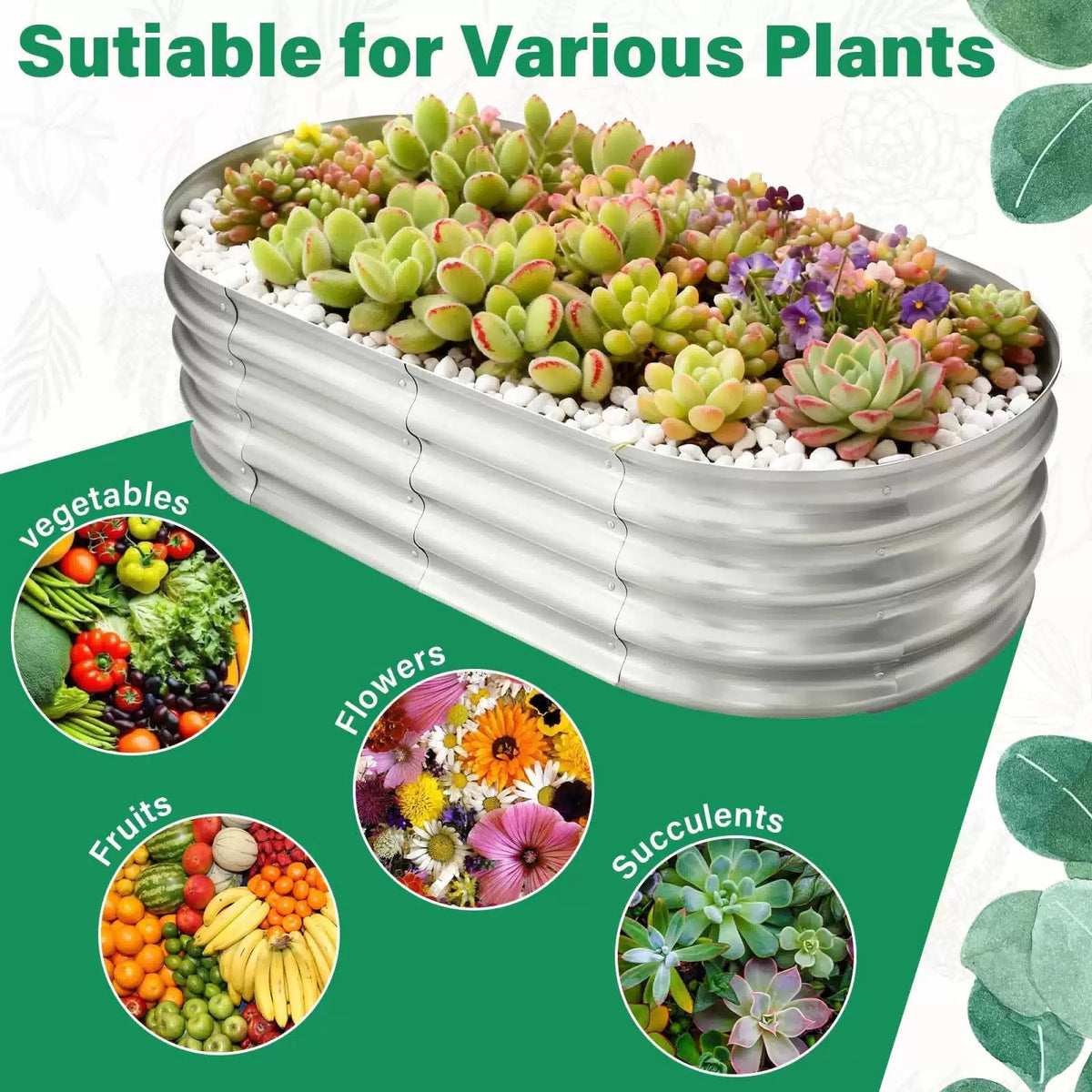 TATAANTY Galvanized Raised Garden Bed for Outdoor: 4X2X1ft 2 Pack, Silver [6]