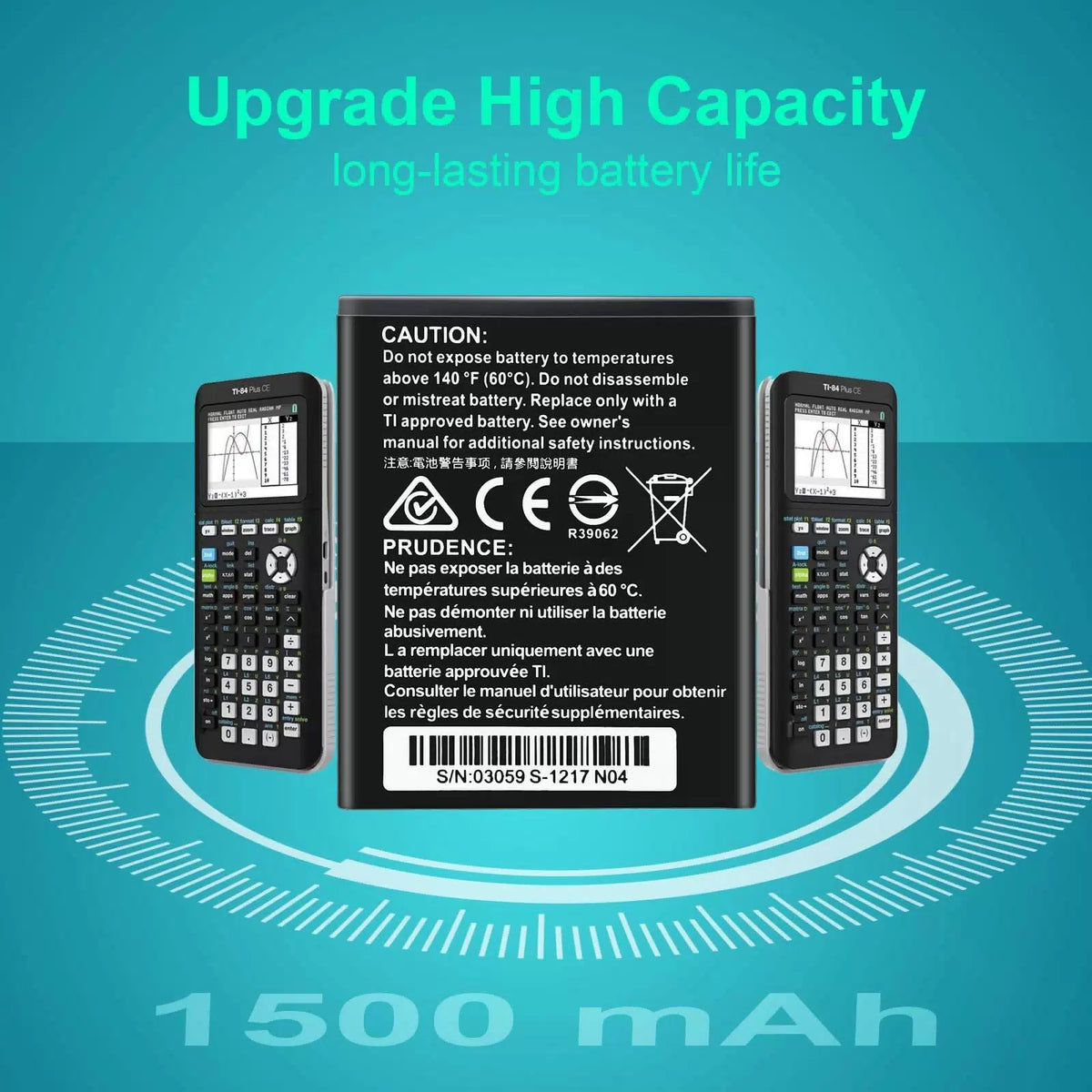 TI 84 Plus CE Battery Replacement - for Texas Instruments TI-84 TI-84, Black [4]