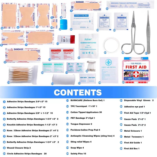 TLIEAO Mini First Aid Kit - 150 Pieces Emergency Medical for Home, Red [2]