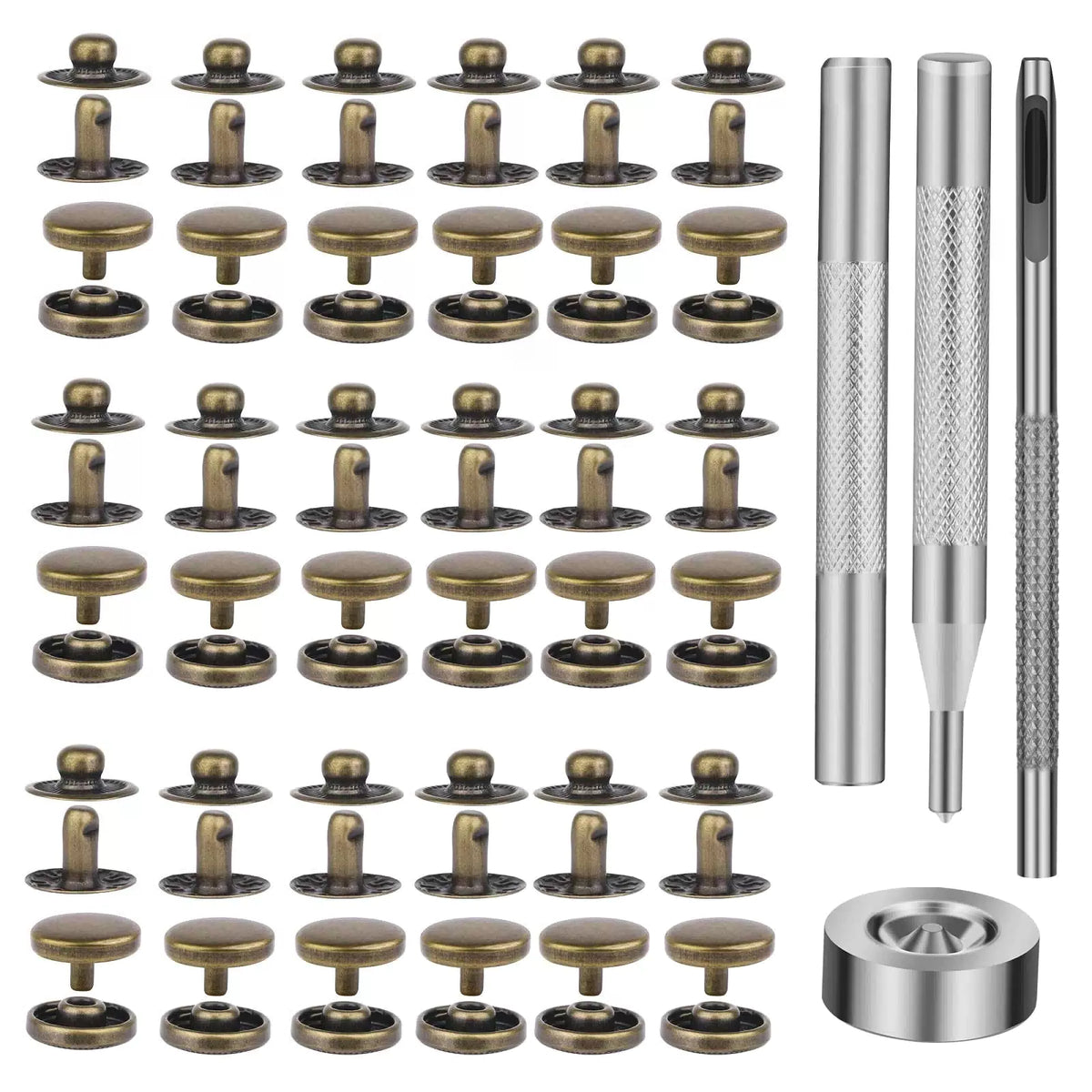 TLKKUE 50 Sets Leather Snap Fasteners Kit 10mm Bronze Metal [1]