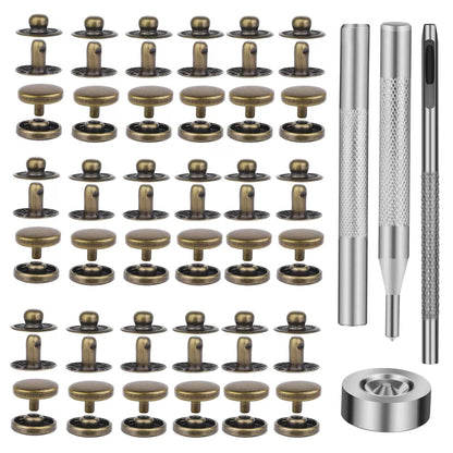 TLKKUE 50 Sets Leather Snap Fasteners Kit 10mm Bronze Metal [1]