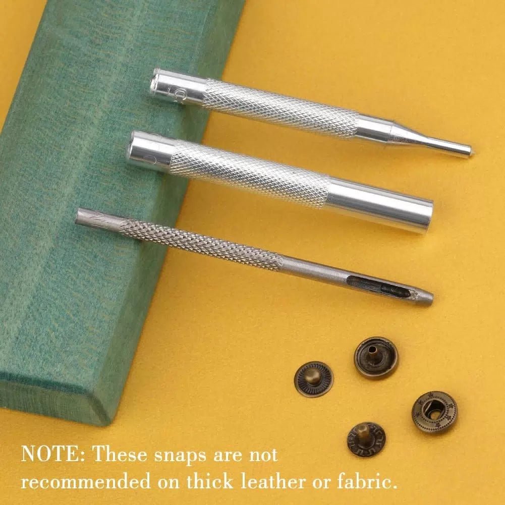 TLKKUE 50 Sets Leather Snap Fasteners Kit 10mm Bronze Metal [5]