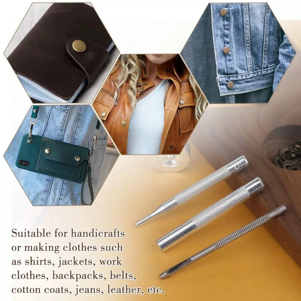TLKKUE 50 Sets Leather Snap Fasteners Kit 10mm Bronze Metal [6]