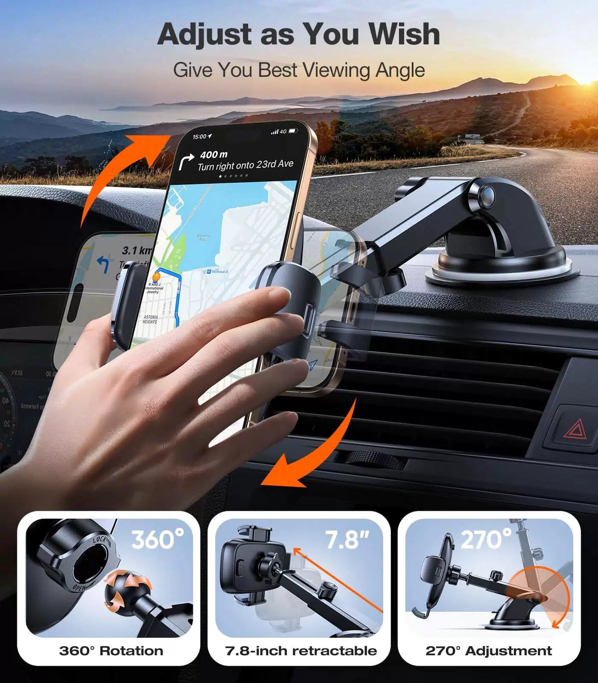 TORRAS Ultra-Durable Phone Holders for Your Car【96+LBS classic, Black [5]