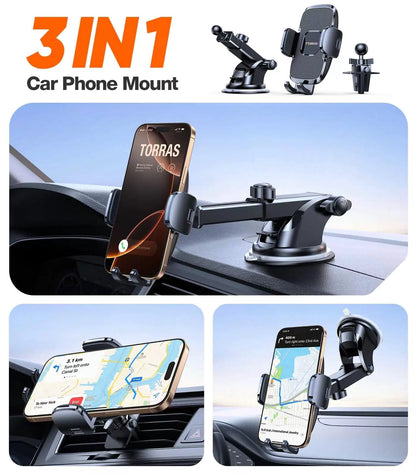 TORRAS Ultra-Durable Phone Holders for Your Car【96+LBS classic, Black [9]