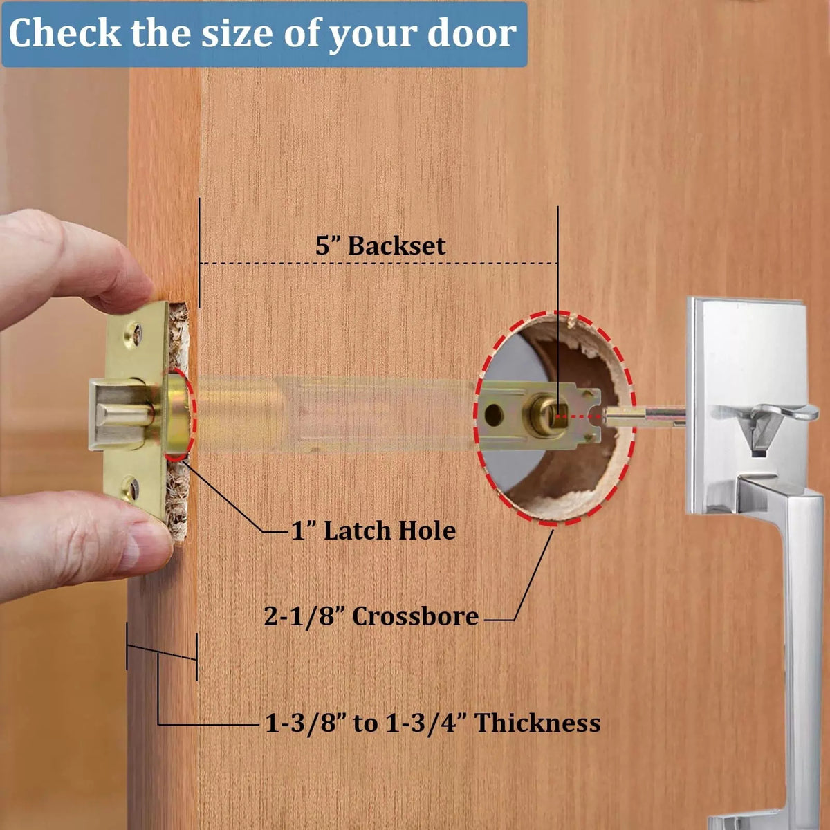 TPard 5-Inch Deadlatch Door Lock Replacement Latch ‎5-inch Backset, 5" [2]