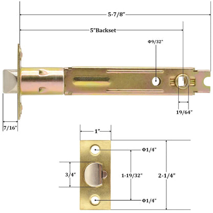TPard 5-Inch Deadlatch Door Lock Replacement Latch ‎5-inch Backset, 5" [3]