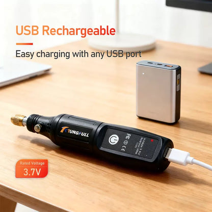 TUNGFULL Cordless Mini Rotary Tool Kit USB Rechargeable Grinder Pen Set For DIY Polishing Drilling Carving Craft Work [3]