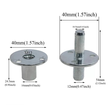 Table top connectors T-nut M12, Bed Post M12*53.5, Silver [4]