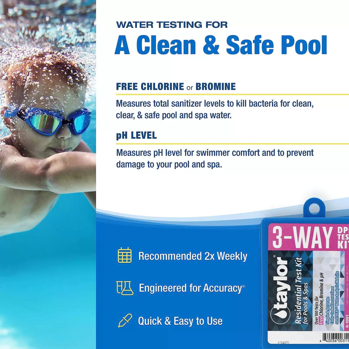 Taylor Technologies K-1001 DPD, 3-in-1 Pool Test Kit for Free Оne Расk [3]