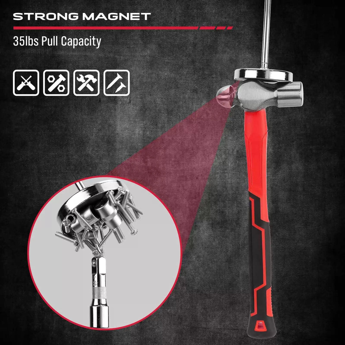 Telescoping Magnetic Sweeper Pickup Tool: Strong Magnet Pick Silver / Black [2]