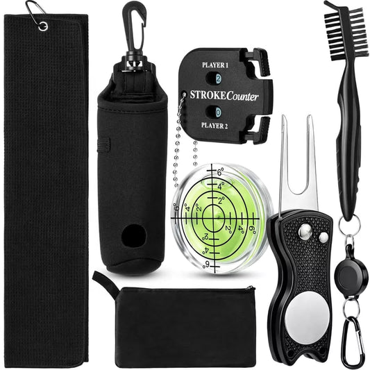 Teyva Daily 7 Pcs Golf Accessories Kit Cleaning Include black [1]