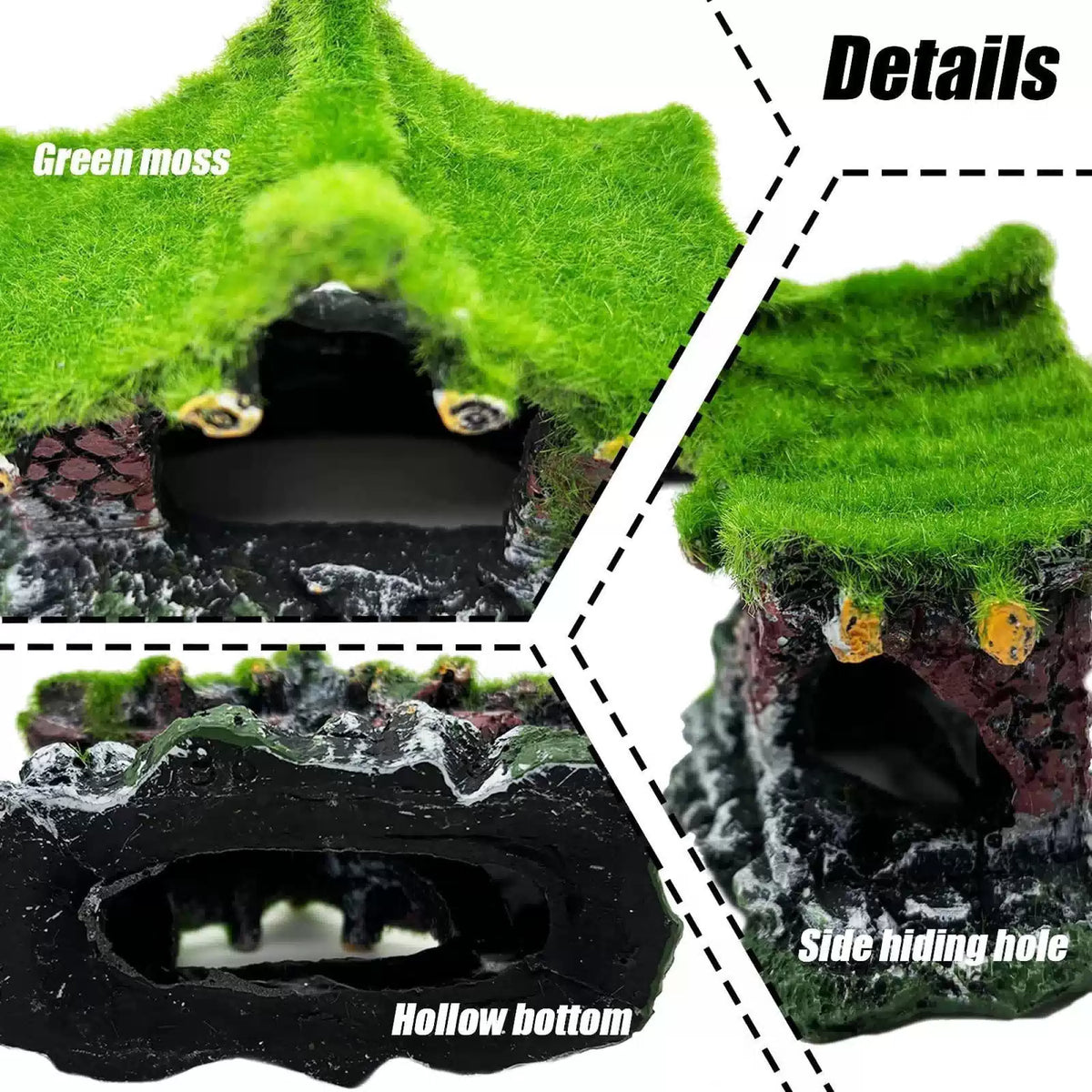 Tfwadmx Aquarium Decoration House Resin Hollow Hideout 1PCS, Green [2]