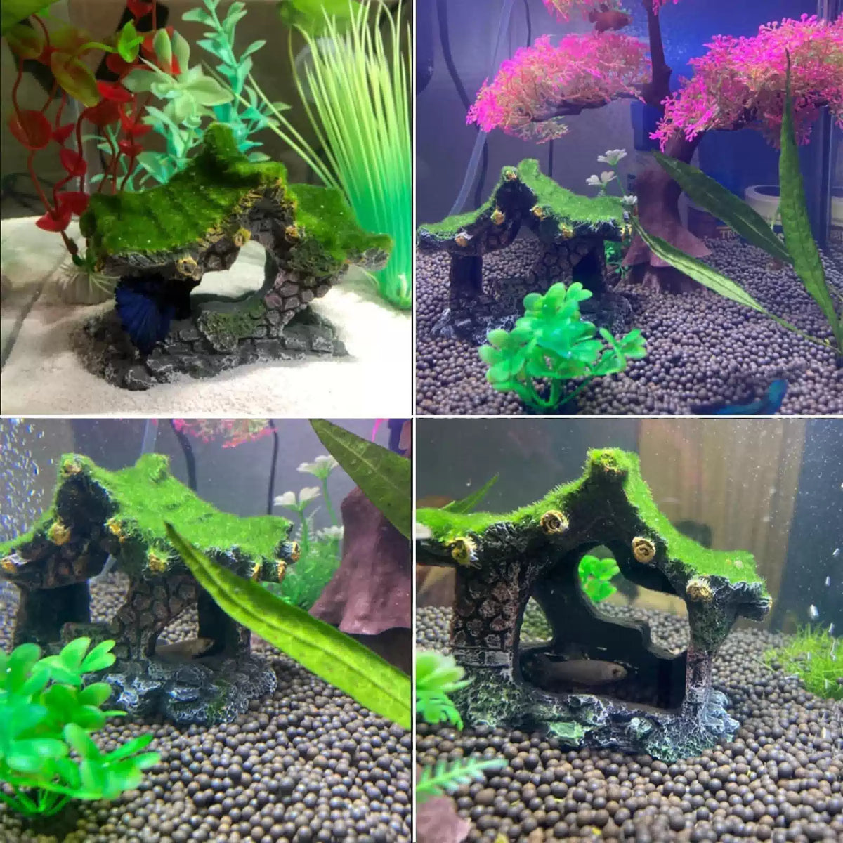 Tfwadmx Aquarium Decoration House Resin Hollow Hideout 1PCS, Green [4]