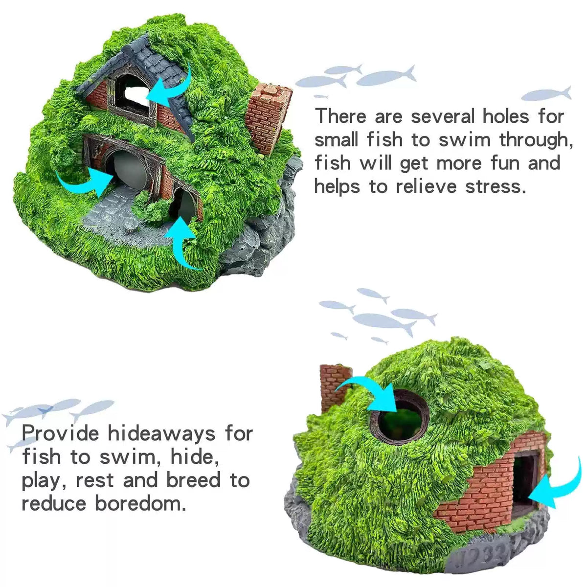 Tfwadmx Fish Tank Hobbit 5.5 x 5.3 x 3.5 inches, Green-5.5 X X Inches [3]