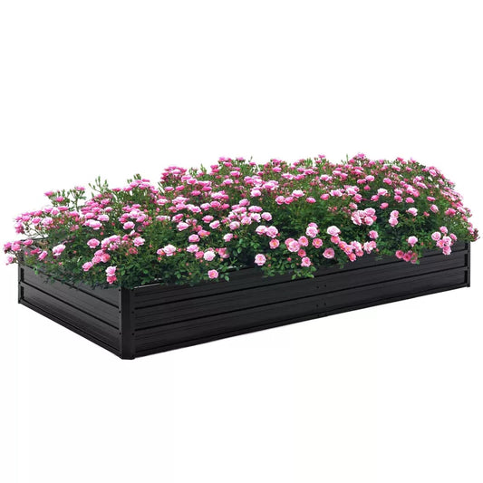 Thanaddo Galvanized Raised Garden Bed 8x4x1ft Outdoor Planter 8x4x1 ft, Black [1]