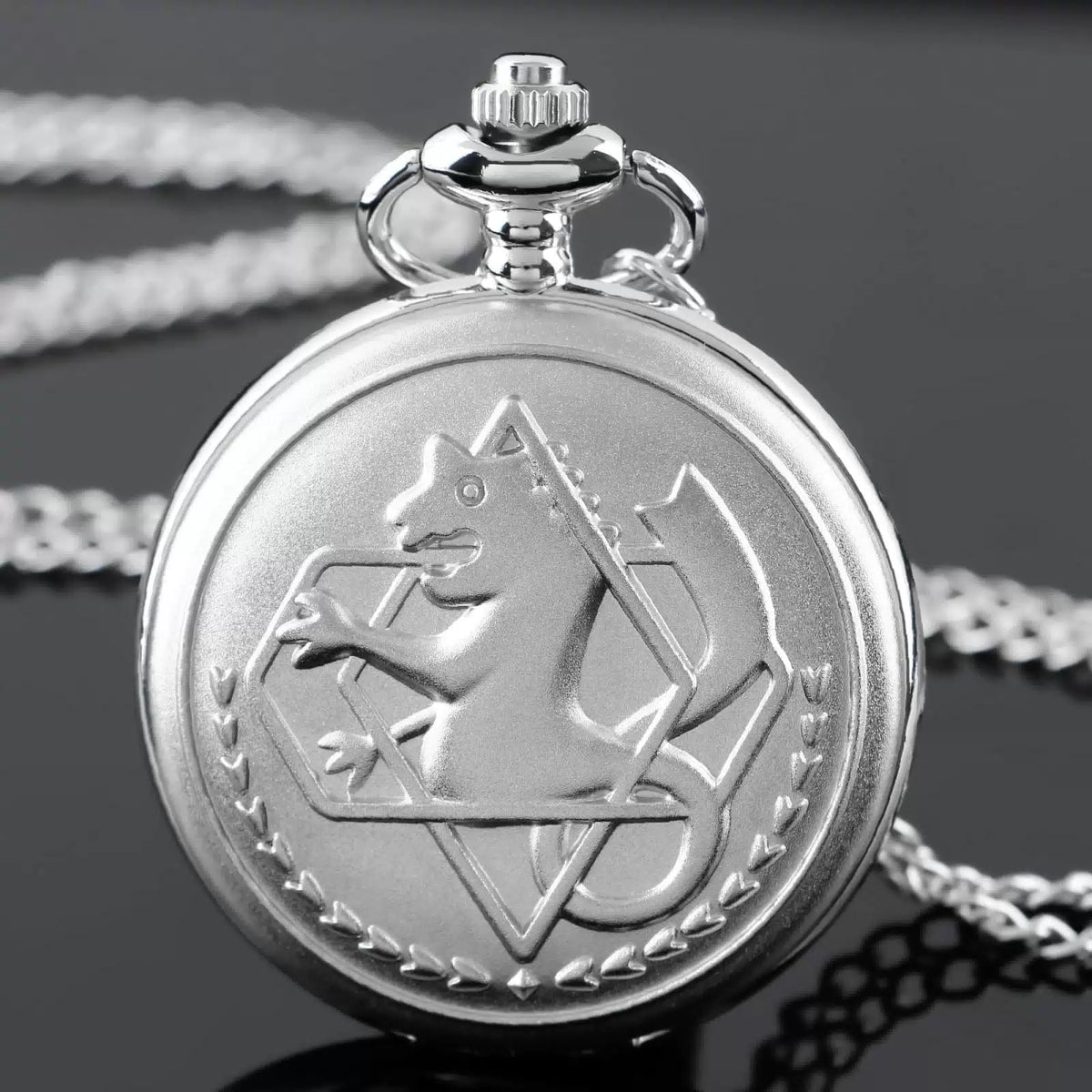 Tiong Pocket Watch with Chain for Cosplay Pendant Accessories & Gifts silver [3]