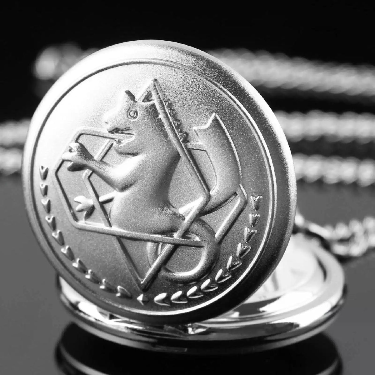 Tiong Pocket Watch with Chain for Cosplay Pendant Accessories & Gifts silver [5]