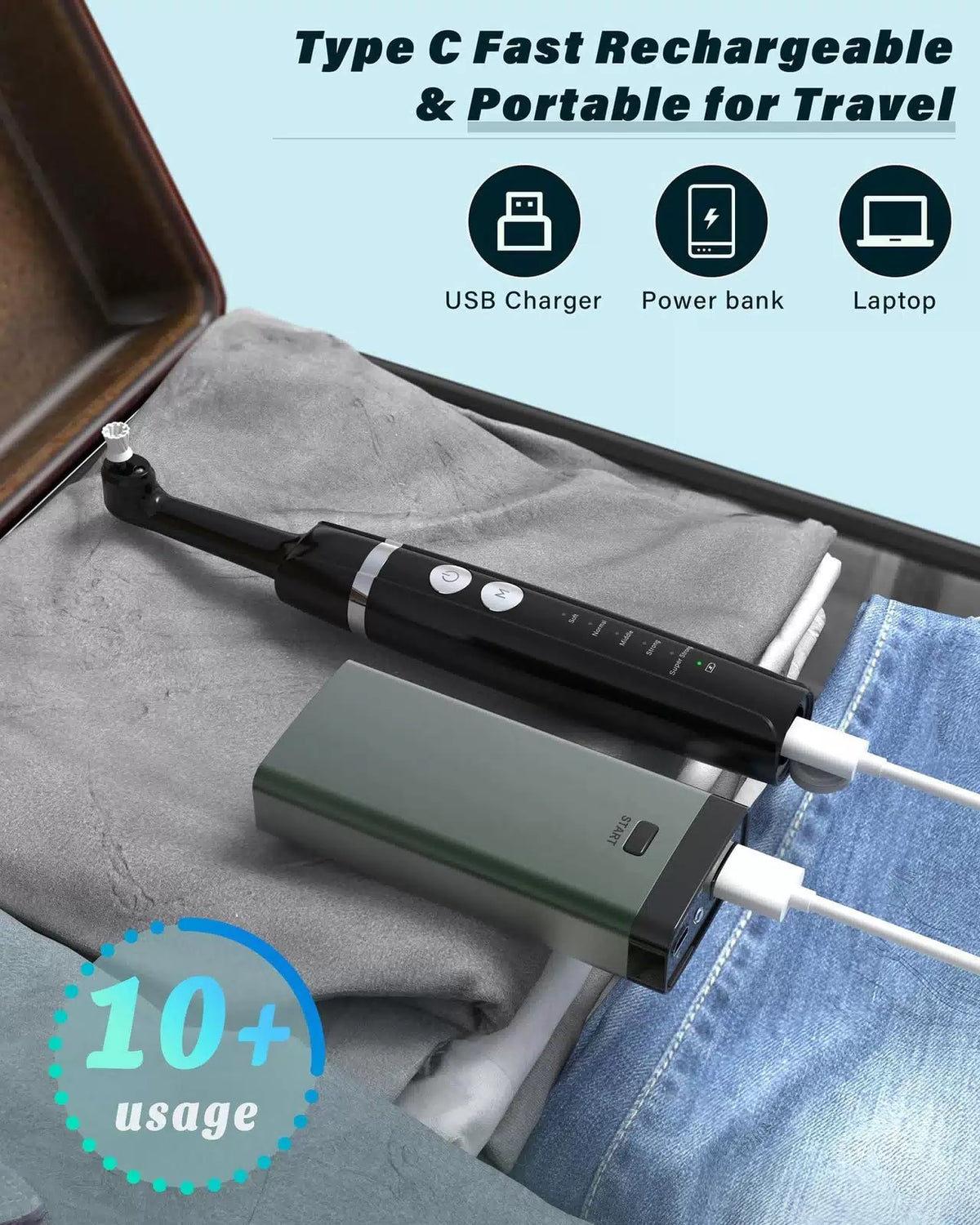 Tooth Polisher, Rechargeable Whitening Kit 1 Ounce (Pack of 1), Black [6]