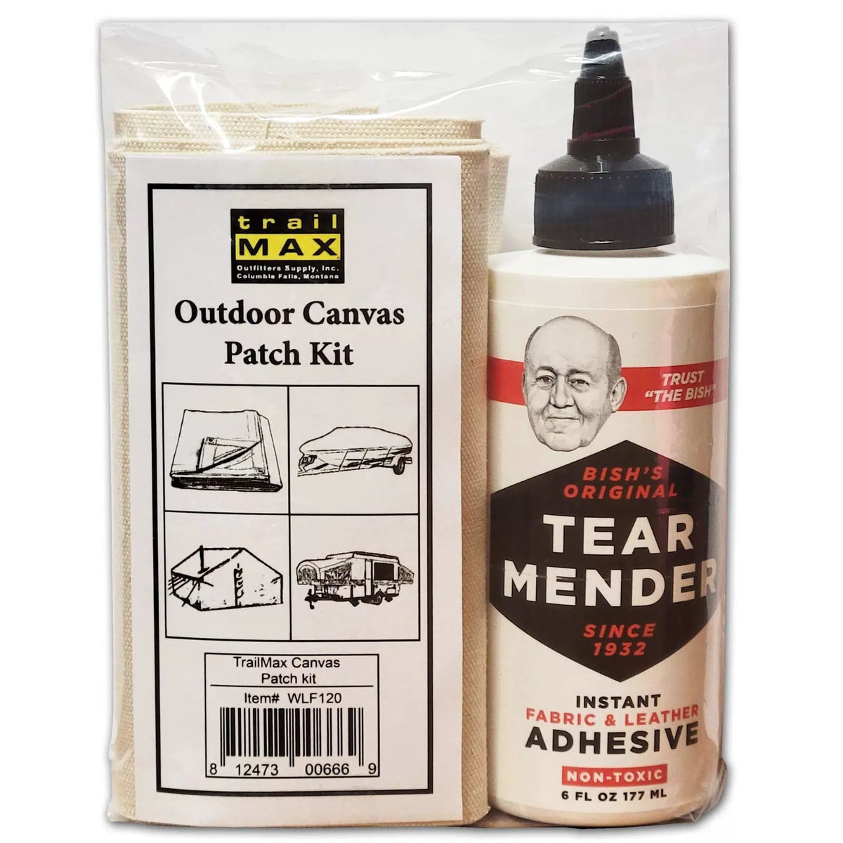 TrailMax Canvas Patch Kit – 2.5 sf Canvas, 6 oz Tear Mender, natural [1]