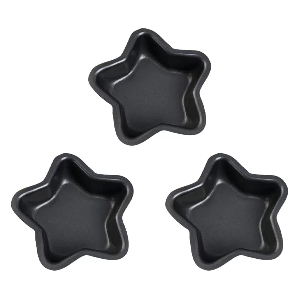UUYYEO 3 Pcs Mini Star Cake Pan Mold Cheese 13 x 3 cm (Dia x H), Black [1]