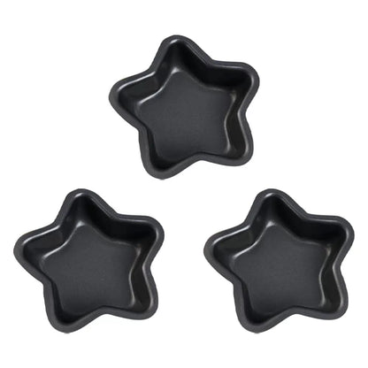 UUYYEO 3 Pcs Mini Star Cake Pan Mold Cheese 13 x 3 cm (Dia x H), Black [1]