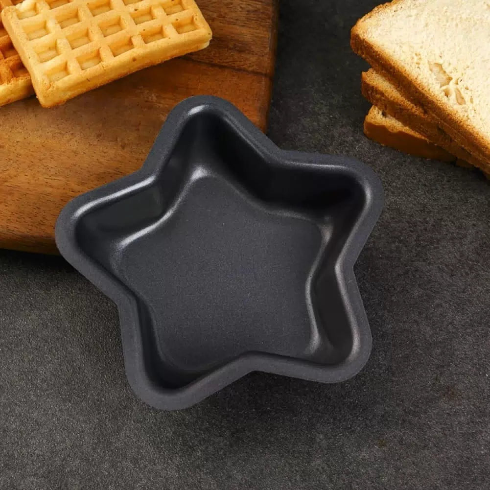 UUYYEO 3 Pcs Mini Star Cake Pan Mold Cheese 13 x 3 cm (Dia x H), Black [2]