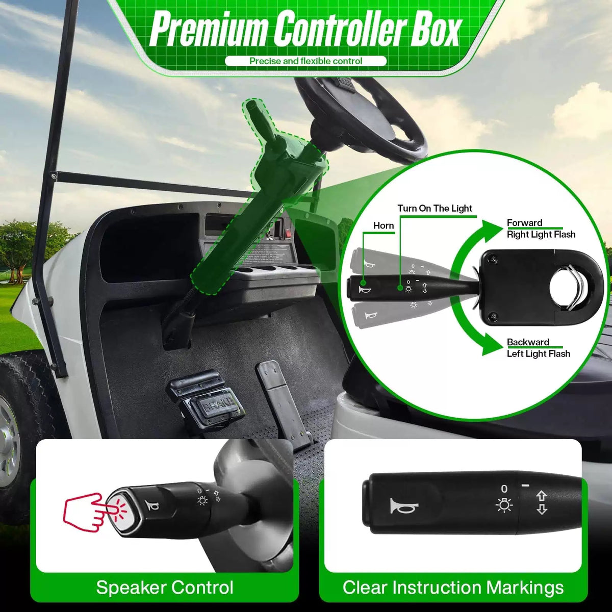 Upgraded Golf Cart Turn Signal Kit with Horn, Brake Switch Pad and black [3]