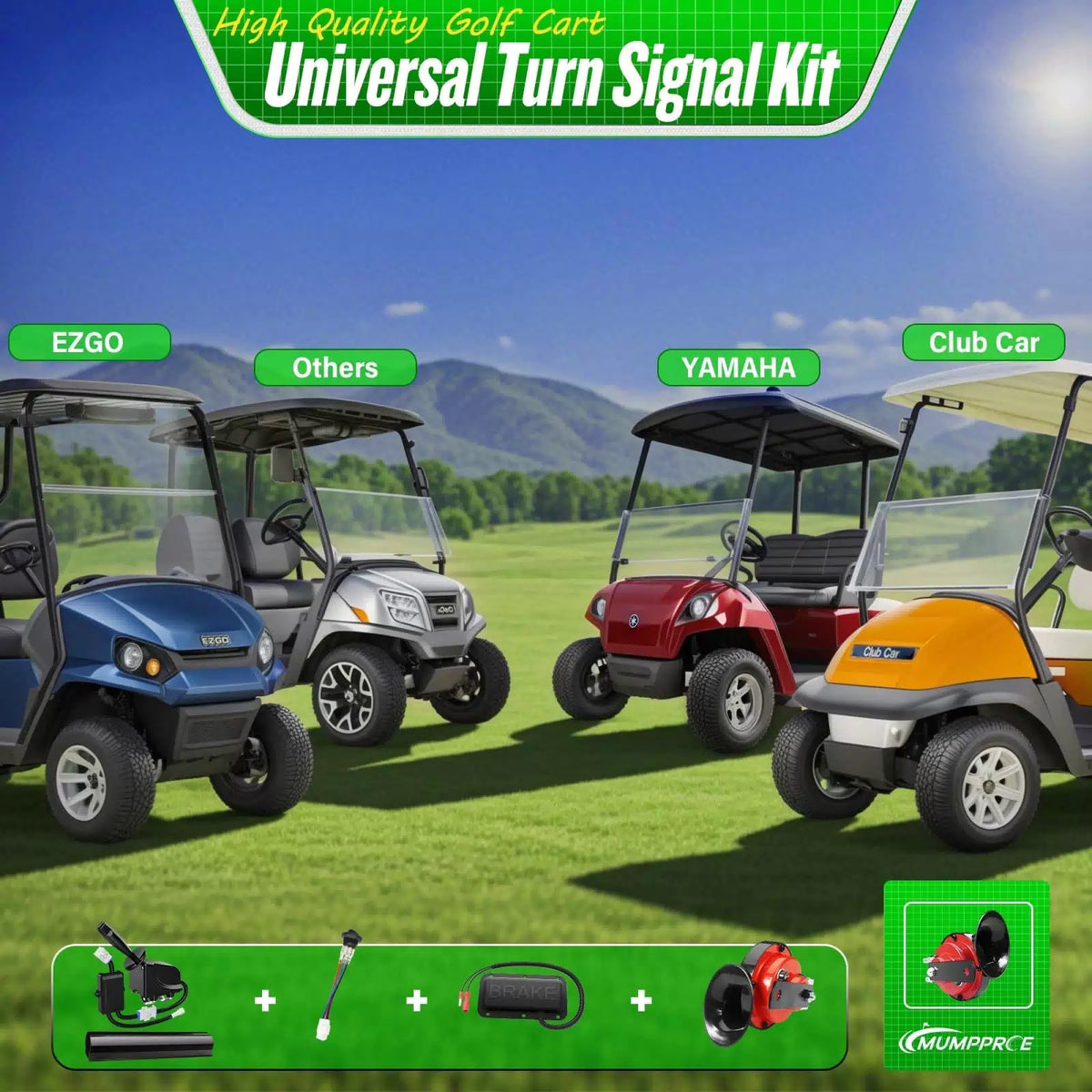 Upgraded Golf Cart Turn Signal Kit with Horn, Brake Switch Pad and black [6]