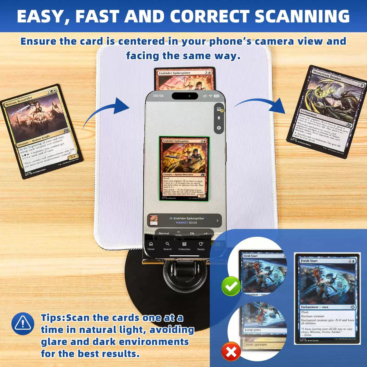 Utllsitm Foldable MTG Trading Card Scanner Stand,Carbon Steel Phone Black [5]