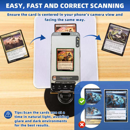 Utllsitm Foldable MTG Trading Card Scanner Stand,Carbon Steel Phone Black [5]