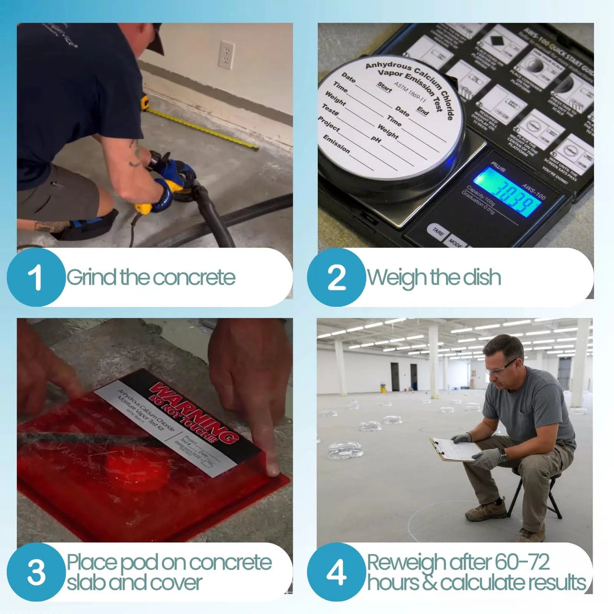 Vapor Score Moisture Tester for Concrete Slab, Calcium Chloride Test Kit –... [7]