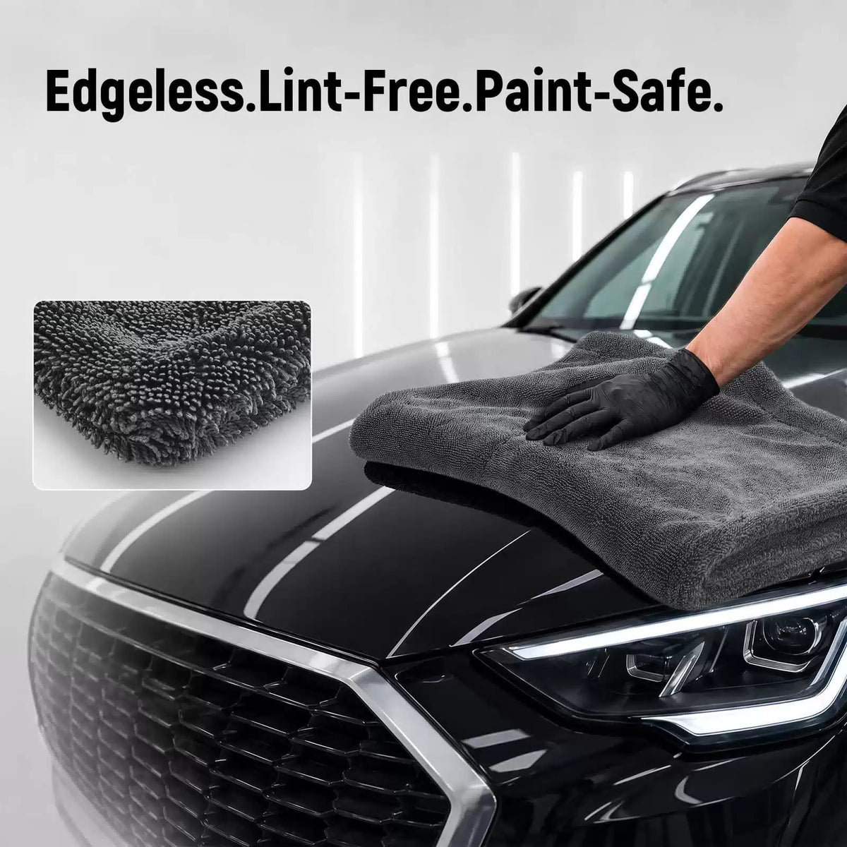 Veco 3-Piece Car Drying Towels, 1300GSM 70/30 Microfiber, Gray 2+1set, [2]