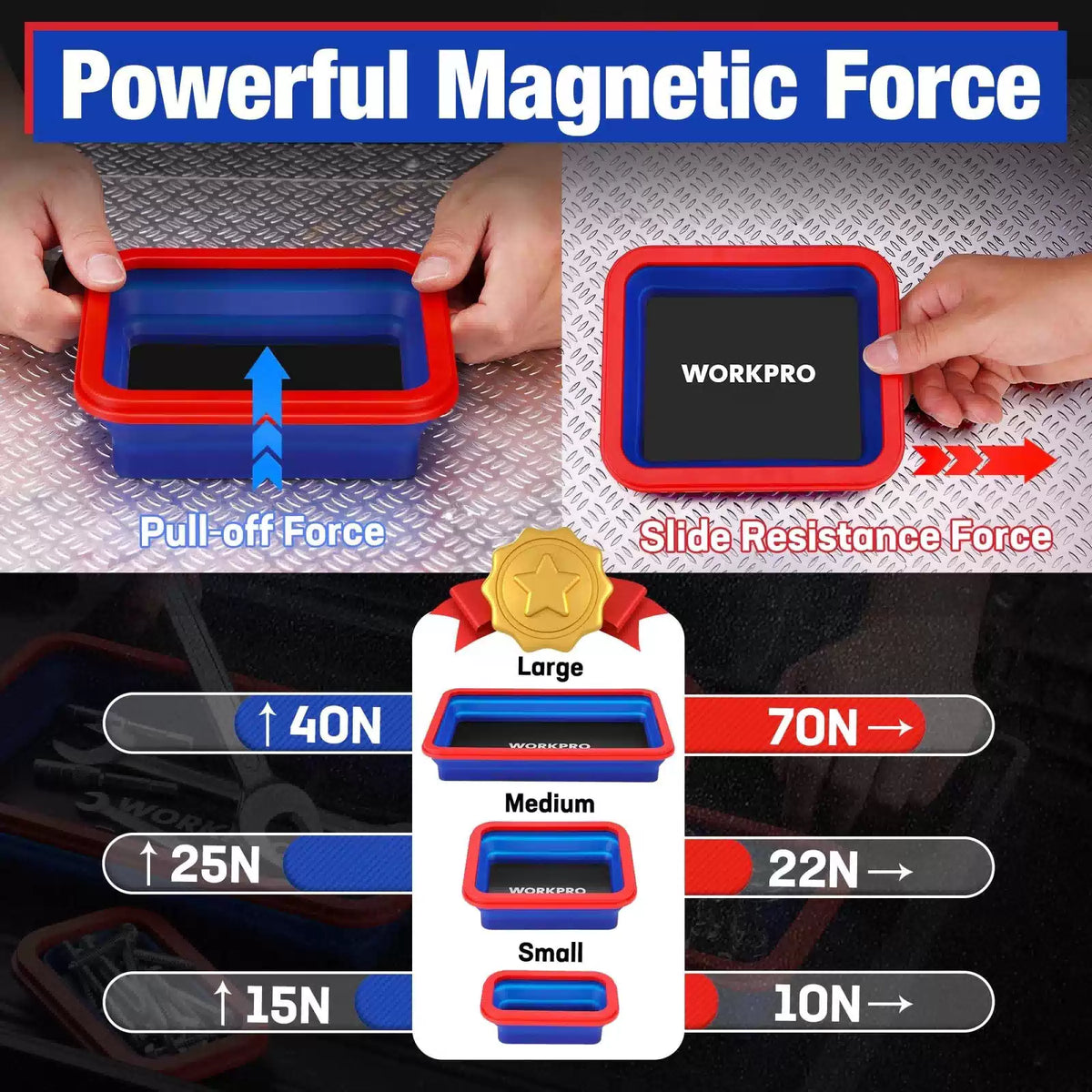 WORKPRO 4PC Collapsible Magnetic Parts Tray Set, Double-Sided Magnet Bowl... [4]