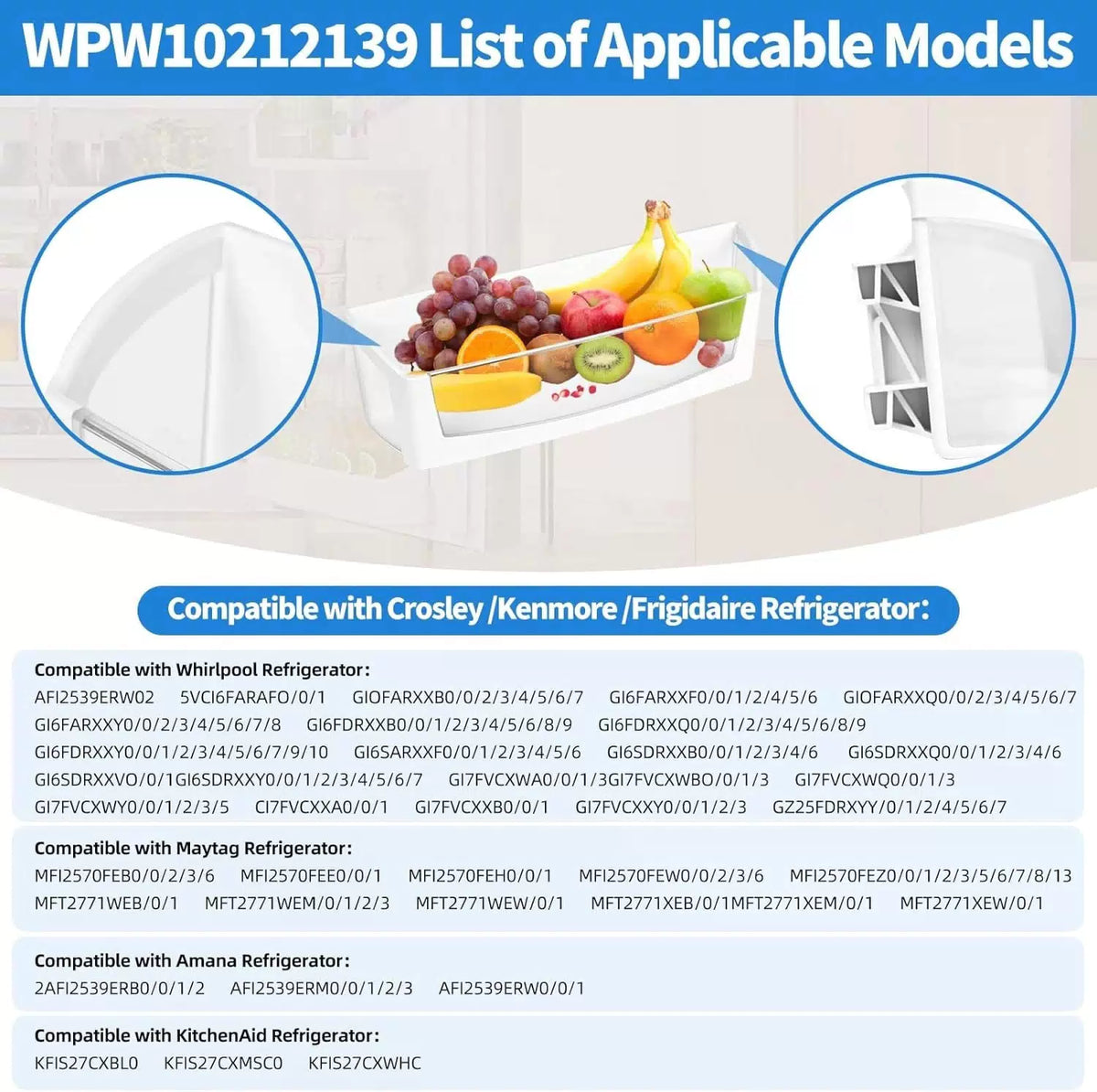 WPW10212139 Refrigerator Door Shelf Bin Compatible with Maytag Whirlpool... [5]