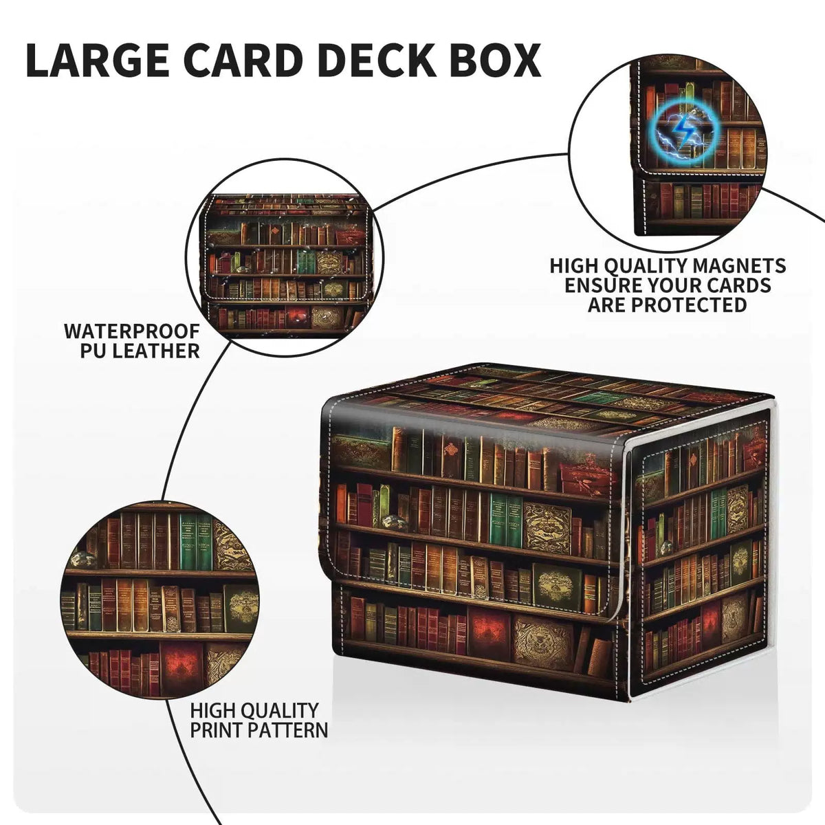 WZCJDHMJ Card Deck Box for MTG Cards 1 X Box, Vintage Bookshelf [4]
