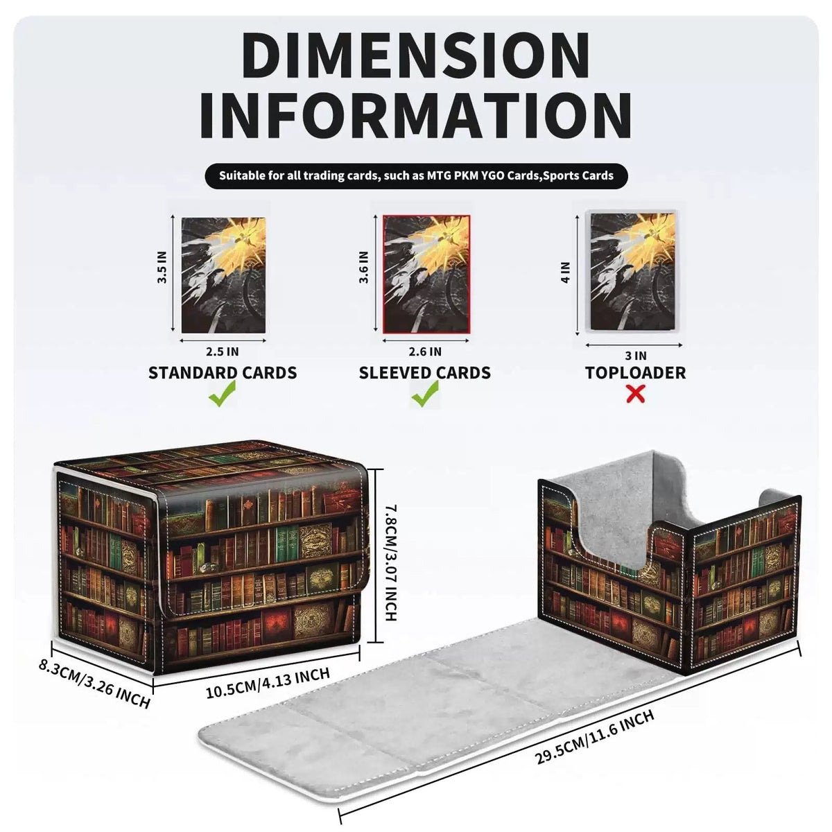 WZCJDHMJ Card Deck Box for MTG Cards 1 X Box, Vintage Bookshelf [5]