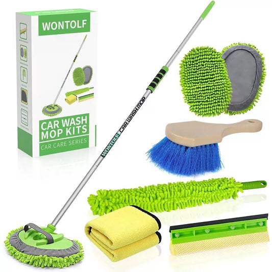 Wontolf 62'' Car Wash Brush with Long Handle Chenille 62 inches, Green [1]