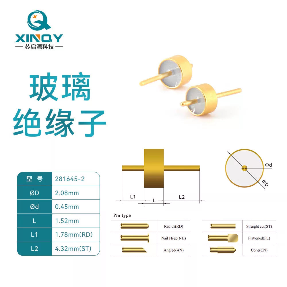 XINQY 18G Solderless Coaxial Connector, Module Glass Insulator, N-KFD Panel Mount, 0.45mm Glass Bead Pin + Connector Combination [1]