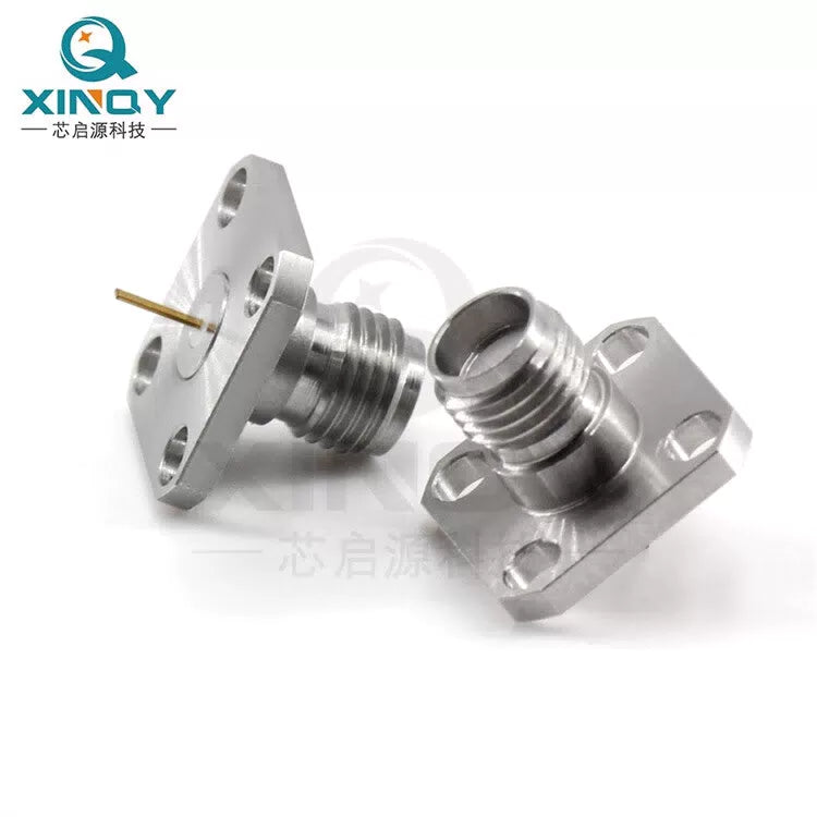 XINQY 4-hole flange 27G RF connector, SMA circuit board test fixture connection female, KFD fine pin tip, flat pin, lead length 4mm (with grounding ring) / 5 pieces [4]